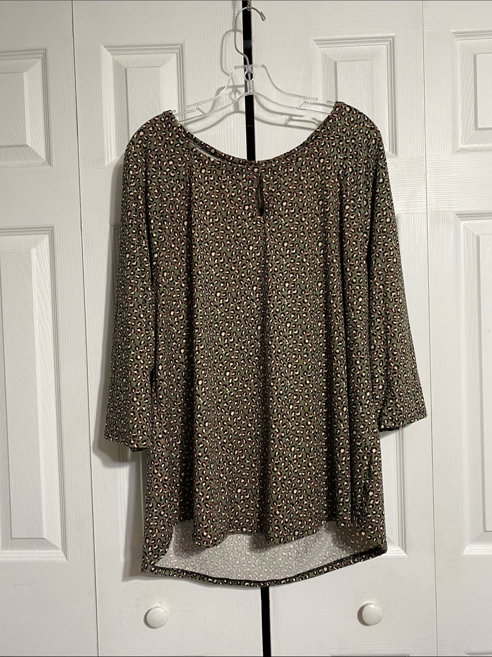 Expresso green print soft knit top shirt size 2X